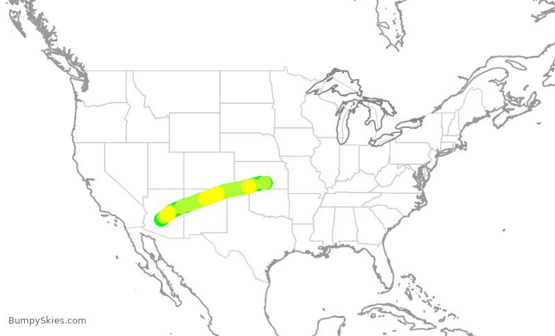 Turbulence forecast map for SKW6226, ICT to PHX