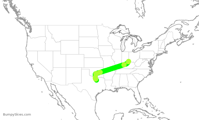 Turbulence forecast map for SKW6227, CVG to DFW