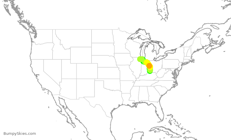 Turbulence forecast map for SKW6230, CVG to ORD