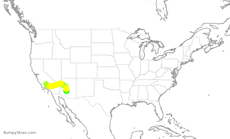 Turbulence forecast map for SKW6235, BFL to PHX