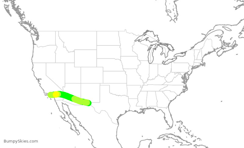 Turbulence forecast map for SKW6240, ELP to LAX