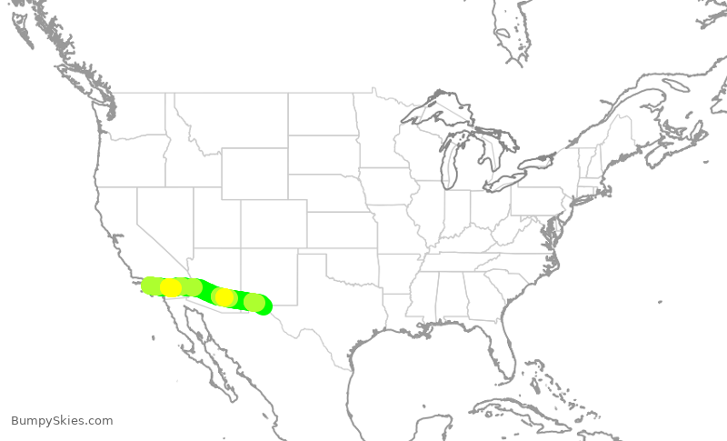 Turbulence forecast map for SKW6240, LAX to ELP