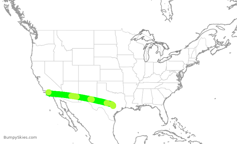 Turbulence forecast map for SKW6243, LAX to AUS