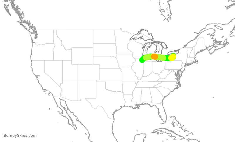 Turbulence forecast map for SKW6243, ROC to ORD