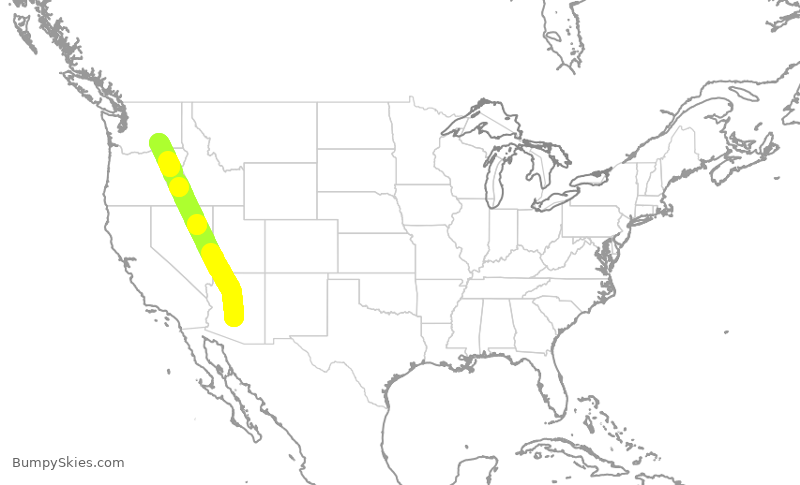 Turbulence forecast map for SKW6244, PHX to PSC
