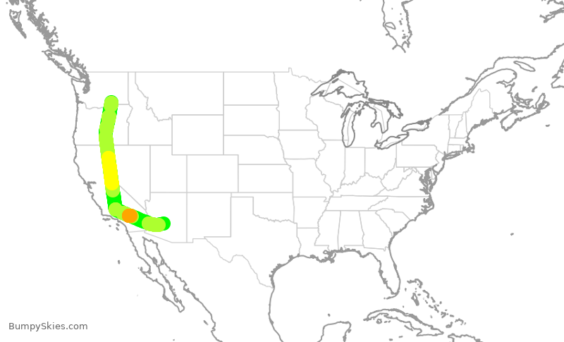 Turbulence forecast map for SKW6244, PSC to PHX