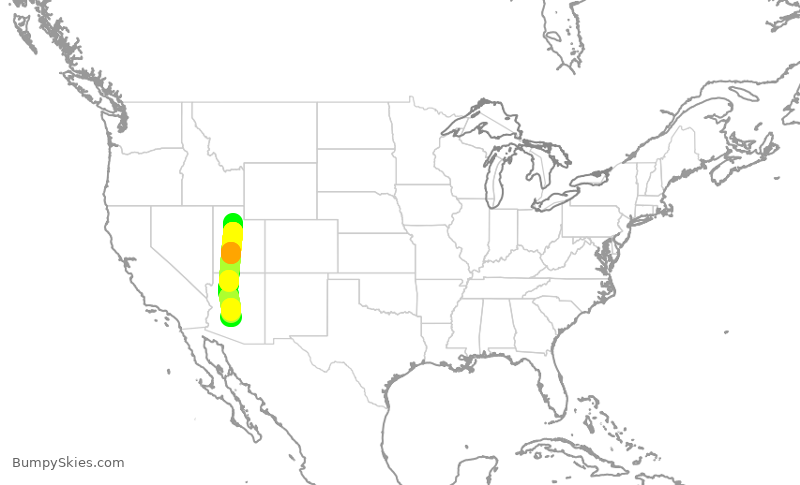 Turbulence forecast map for SKW6244, SLC to PHX