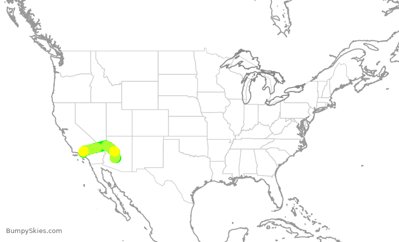 Turbulence forecast map for SKW6246, BUR to PHX