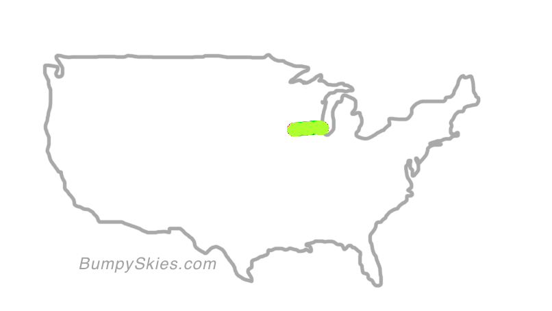 Map of continental US with illustrated flight path and turbulence forecast (described in text below)