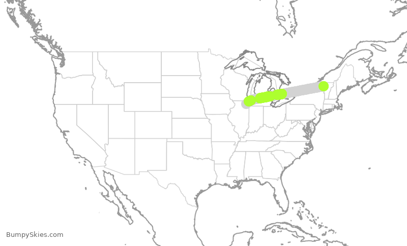 Turbulence forecast map for SKW6251, BTV to ORD