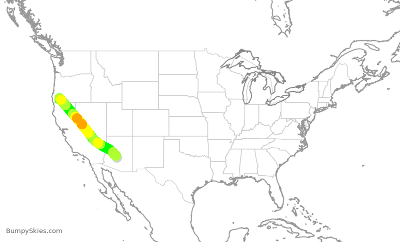 Turbulence forecast map for SKW6253, PHX to MFR