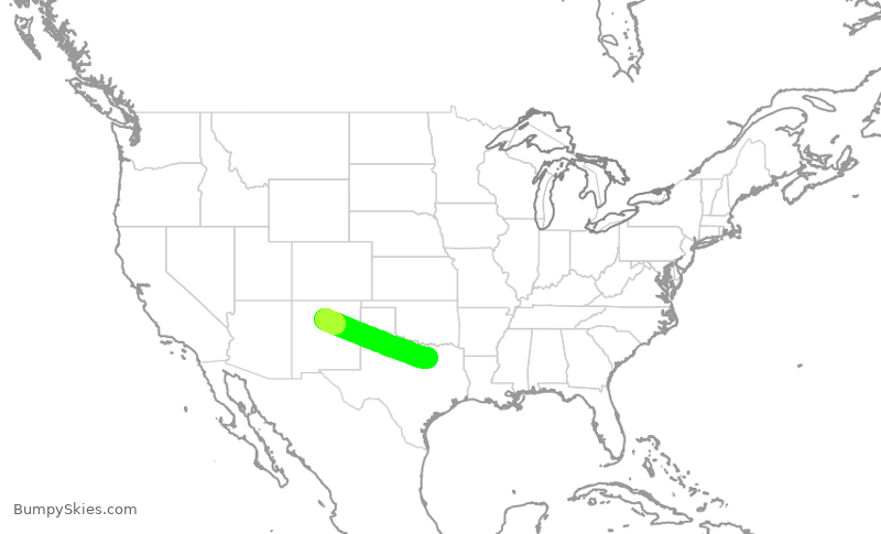 Turbulence forecast map for SKW6254, DFW to SAF
