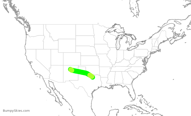 Turbulence forecast map for SKW6254, SAF to DFW
