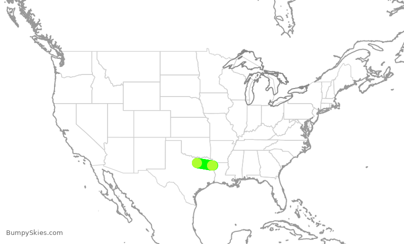 Turbulence forecast map for SKW6262, DFW to SHV