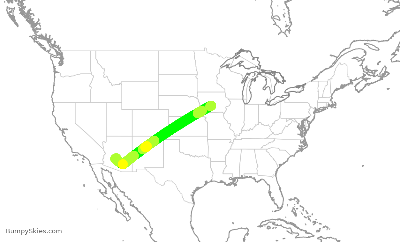 Turbulence forecast map for SKW6262, DSM to PHX