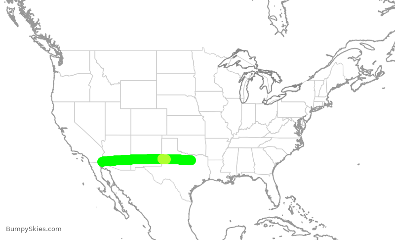Turbulence forecast map for SKW6266, YUM to DFW