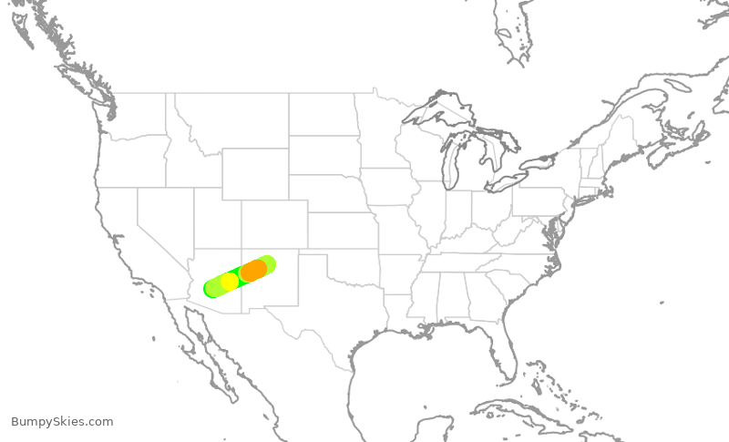 Turbulence forecast map for SKW6269, SAF to PHX