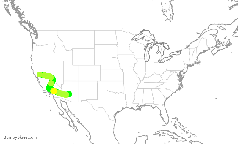 Turbulence forecast map for SKW6271, SMF to PHX