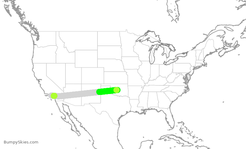 Turbulence forecast map for SKW6272, LAX to OKC
