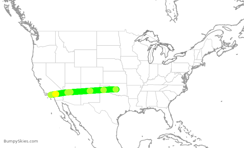 Turbulence forecast map for SKW6272, OKC to LAX