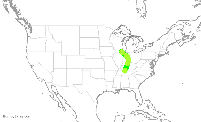 Turbulence forecast map for SKW6273, BNA to ORD