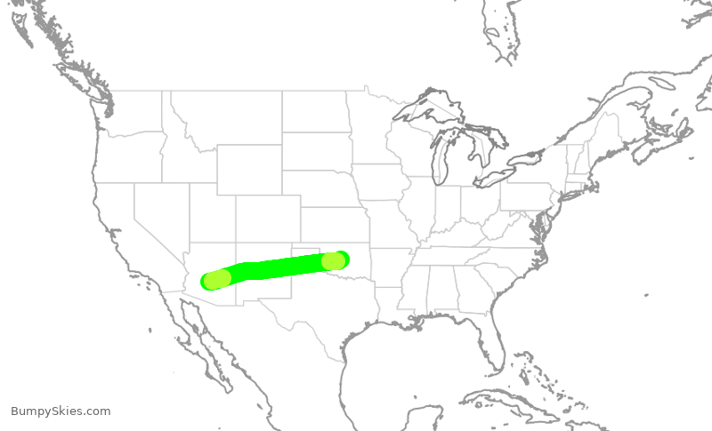 Turbulence forecast map for SKW6277, PHX to OKC