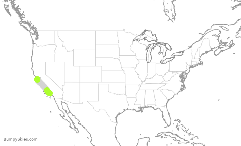 Turbulence forecast map for SKW6277, SFO to LAX