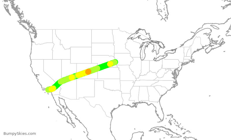 Turbulence forecast map for SKW6278, OMA to LAX