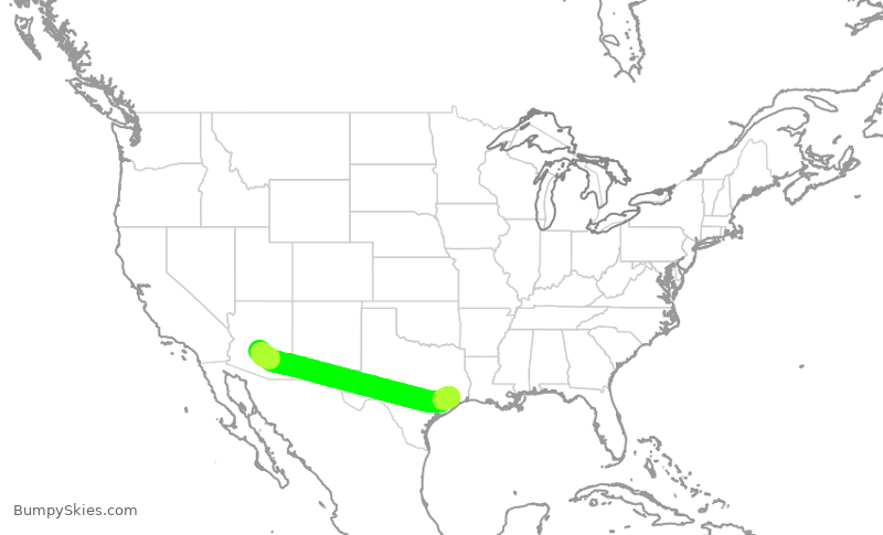 Turbulence forecast map for SKW6279, PHX to IAH