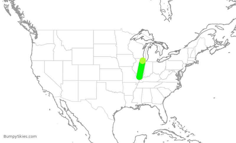 Turbulence forecast map for SKW6280, MWA to ORD