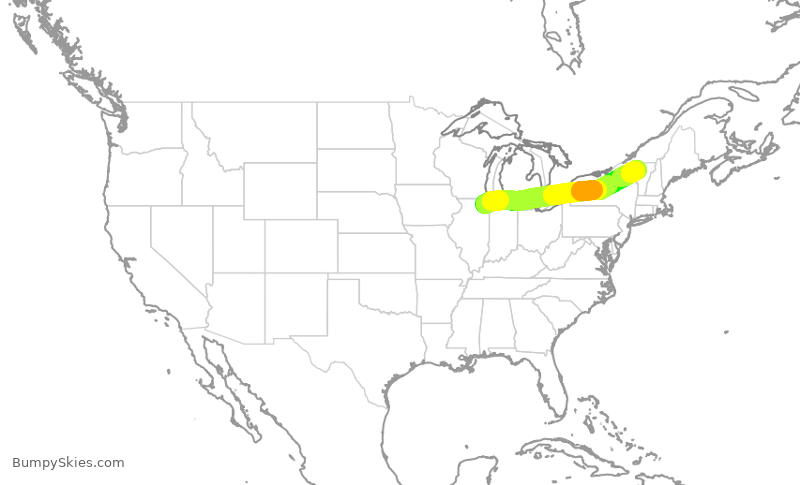 Turbulence forecast map for SKW6281, ORD to BTV