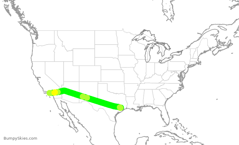 Turbulence forecast map for SKW6283, IAH to LAX