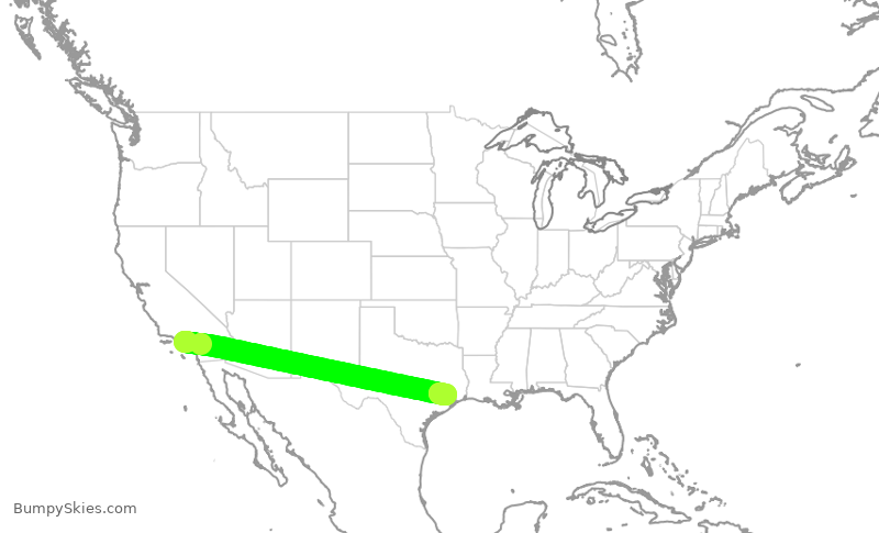 Turbulence forecast map for SKW6283, LAX to IAH