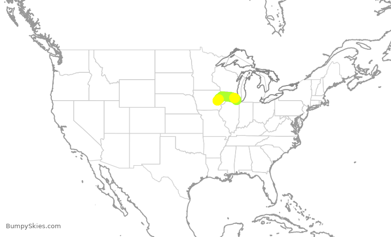 Turbulence forecast map for SKW6285, CID to ORD