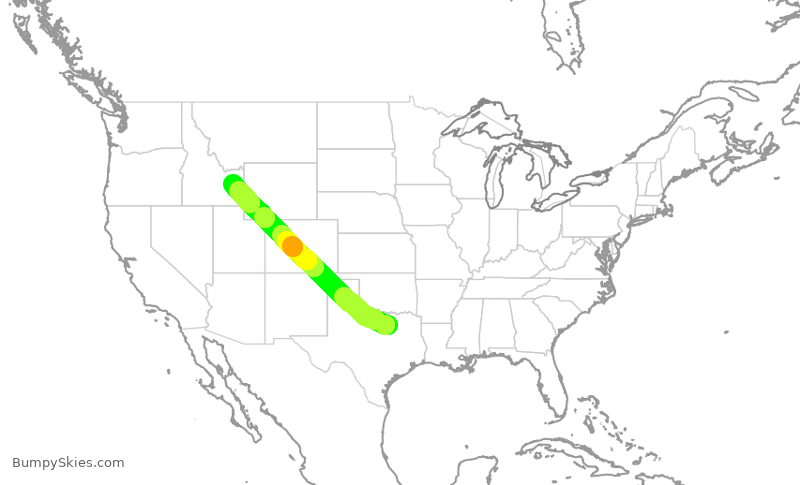 Turbulence forecast map for SKW6285, DFW to IDA