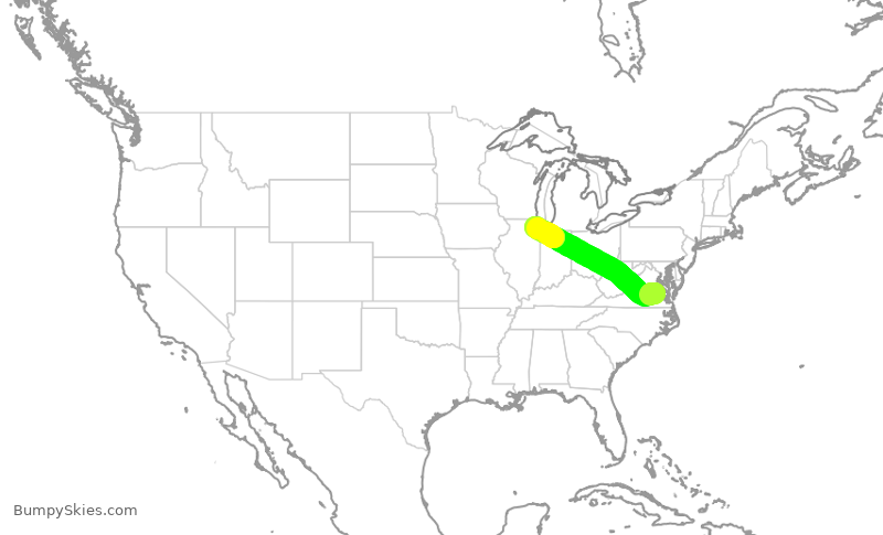 Turbulence forecast map for SKW6285, RIC to ORD
