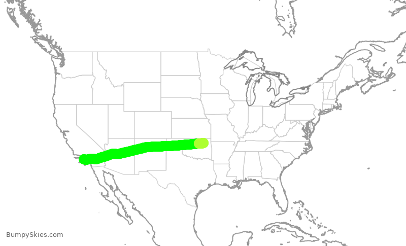 Turbulence forecast map for SKW6286, LAX to TUL