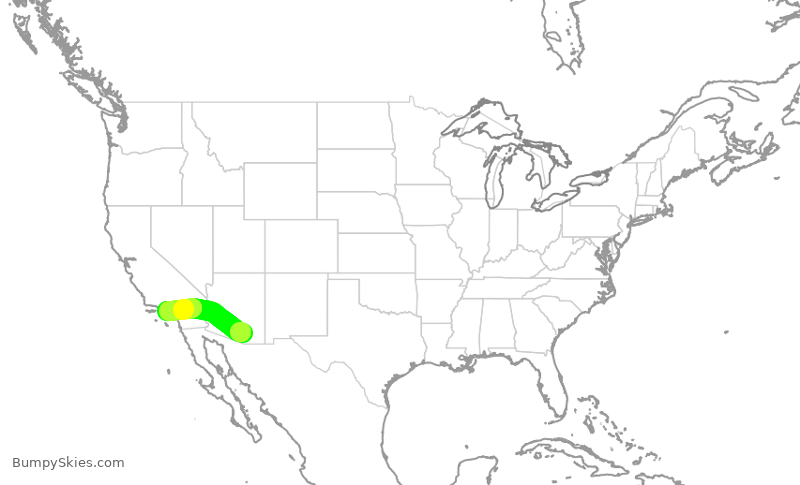 Turbulence forecast map for SKW6292, TUS to LAX