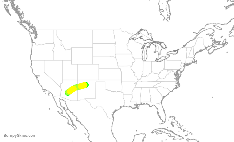 Turbulence forecast map for SKW6297, SAF to PHX