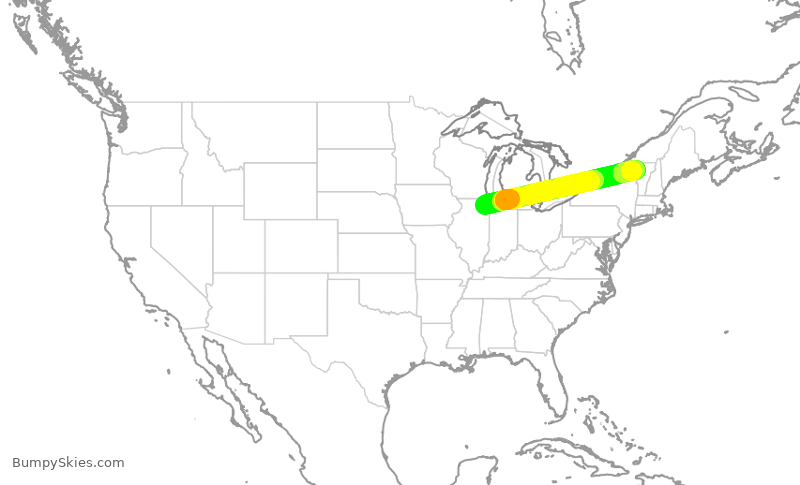Turbulence forecast map for SKW6304, ORD to BTV