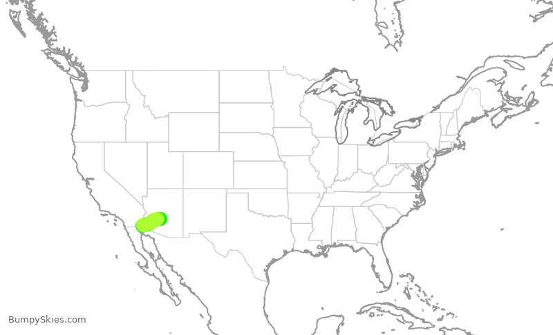 Turbulence forecast map for SKW6308, YUM to PHX
