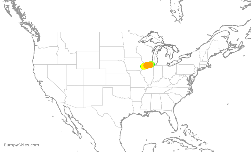 Turbulence forecast map for SKW6308, ORD to MLI