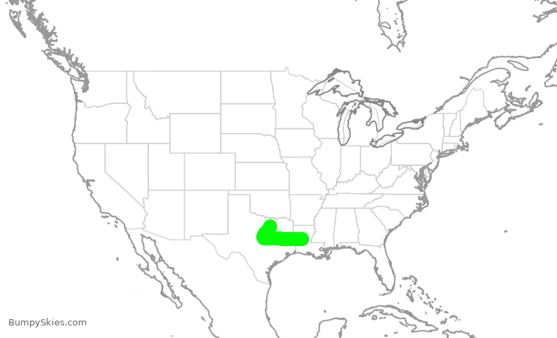 Turbulence forecast map for SKW6310, AEX to DFW