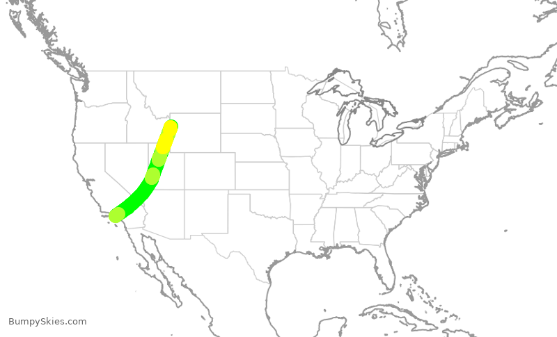 Turbulence forecast map for SKW6311, LAX to JAC