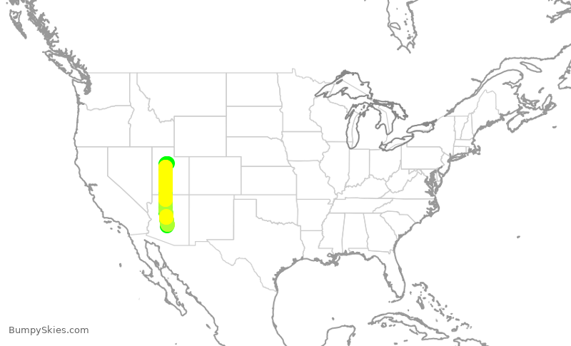 Turbulence forecast map for SKW6311, PHX to PVU
