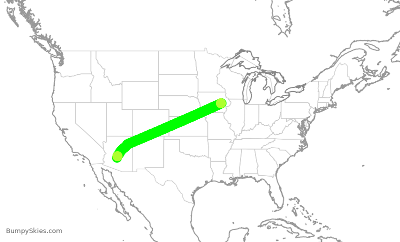 Turbulence forecast map for SKW6312, PHX to CID