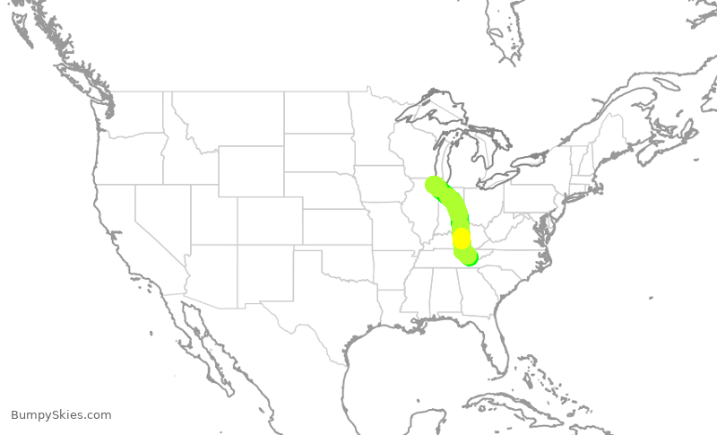 Turbulence forecast map for SKW6312, TYS to ORD