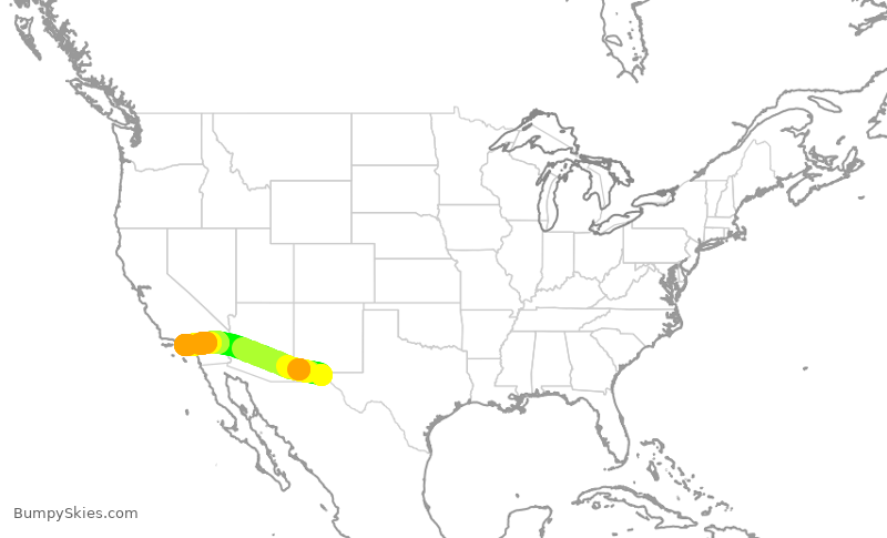 Turbulence forecast map for SKW6314, ELP to LAX