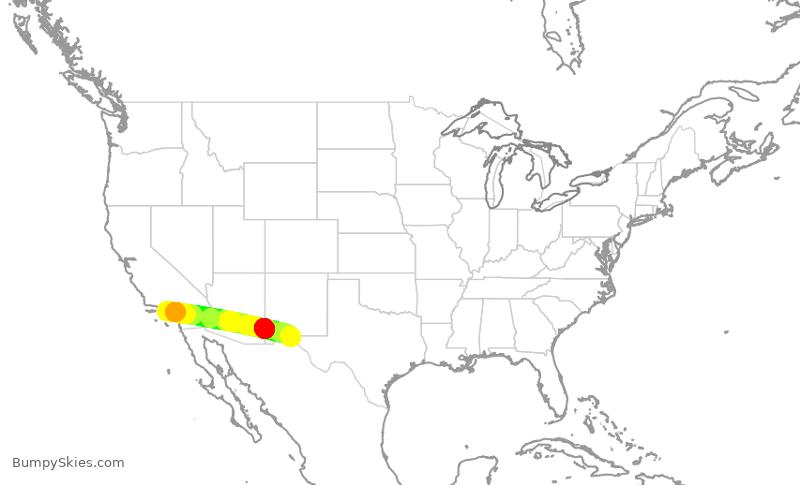 Turbulence forecast map for SKW6314, LAX to ELP
