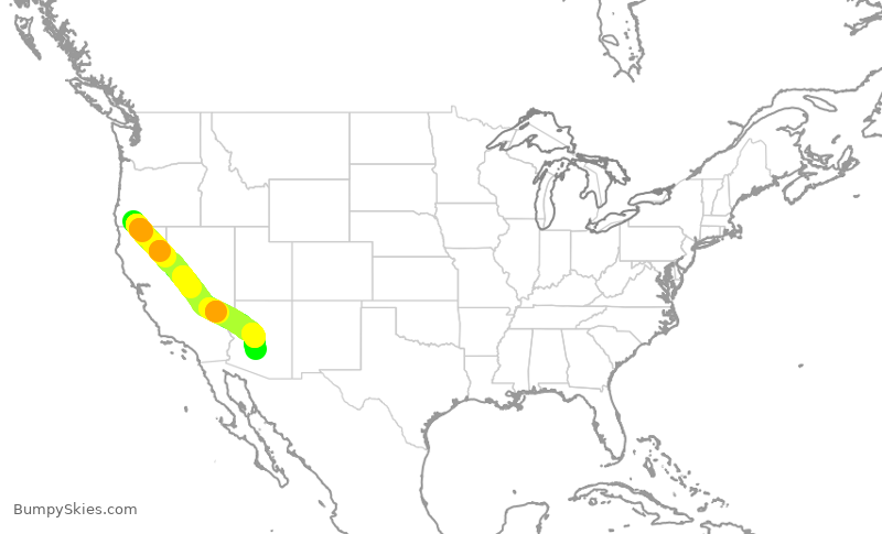 Turbulence forecast map for SKW6321, MFR to PHX